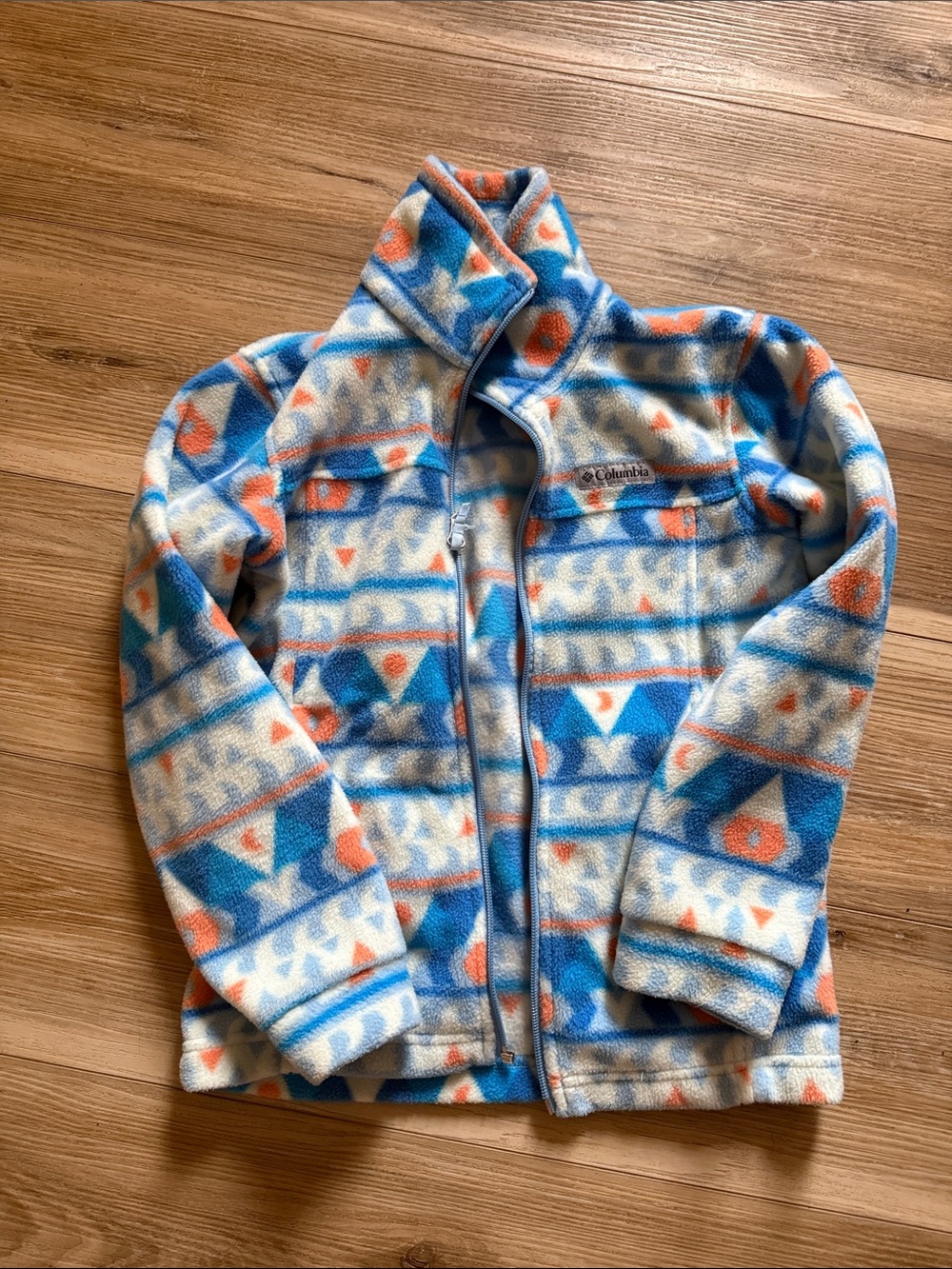 Columbia Kids Fleece Jacket in Blue, Orange, and White
